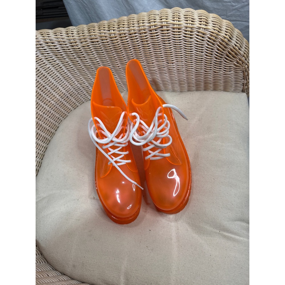 Orange Clear Jelly Platform Combat Boots Lace Up Size 7 Platform Chunky Sole